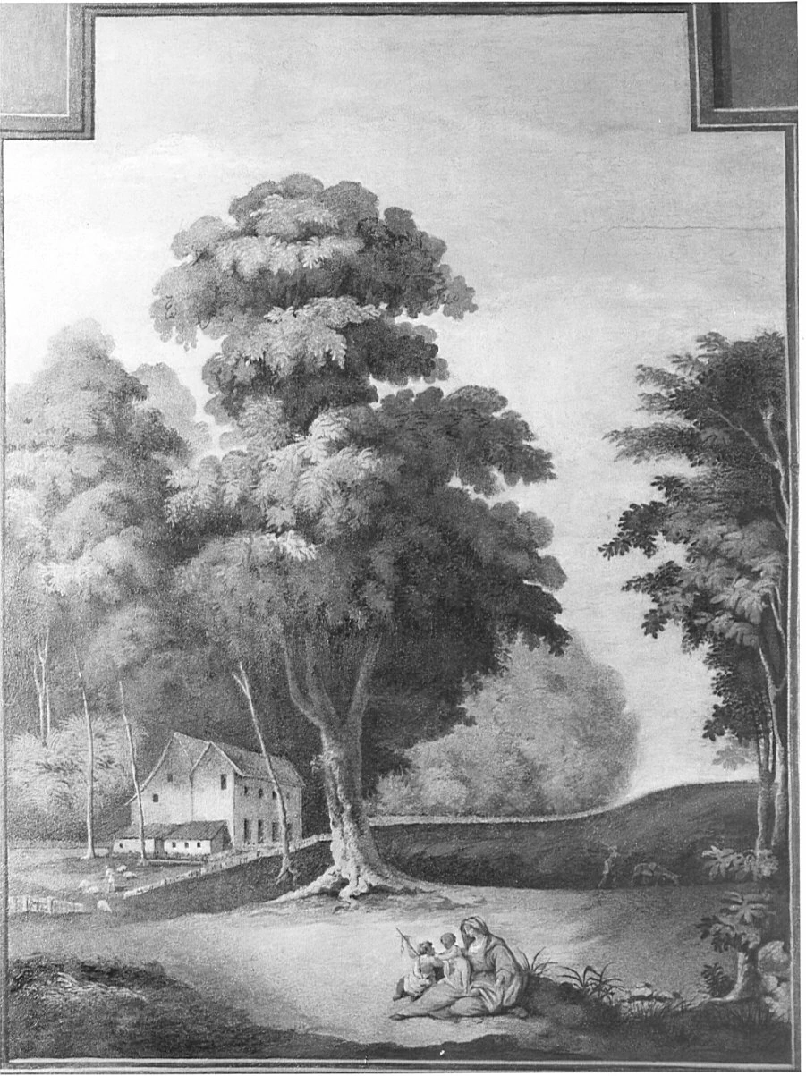 Paesaggio con la Madonna con Bambino e San Giovannino - Ranica, Bergamo, attribuito